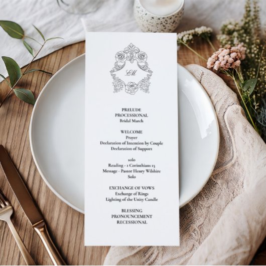 Ausgereifte klassische Script Black & White Weddin Programm