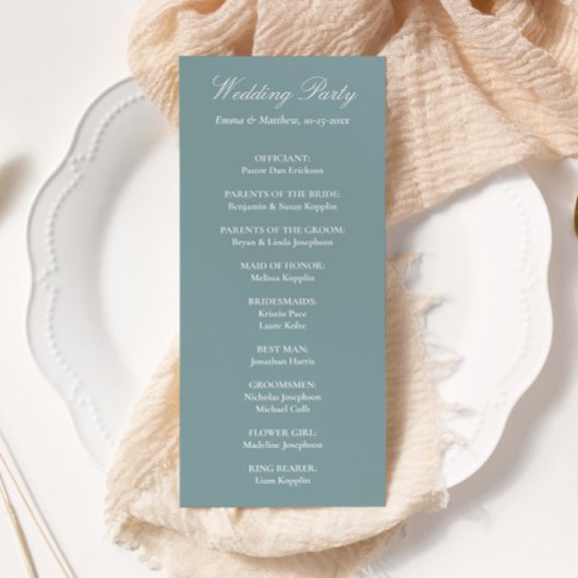 Ausgereifte klassische Skripte Dusty Blue Wedding Programm