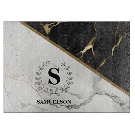 Ausgereifte Marble Monogram Cutting Board Schneidebrett (Vorderseite)