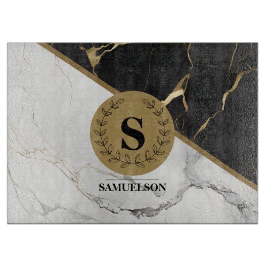 Ausgereifte Marble Monogram Cutting Board Schneidebrett (Vorderseite)