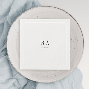 Ausgereifte, minimalistisch schwarz-weiße Monogram Serviette