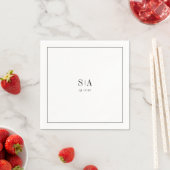 Ausgereifte, minimalistisch schwarz-weiße Monogram Serviette (Beispiel)