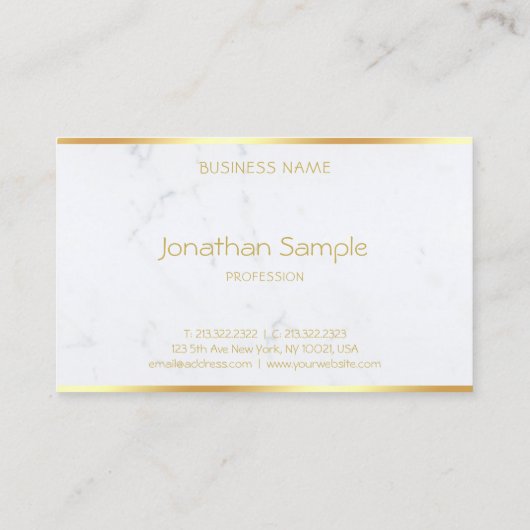 Ausgereifte, moderne Marmor-Gold-Textvorlage Visitenkarte (Rückseite)