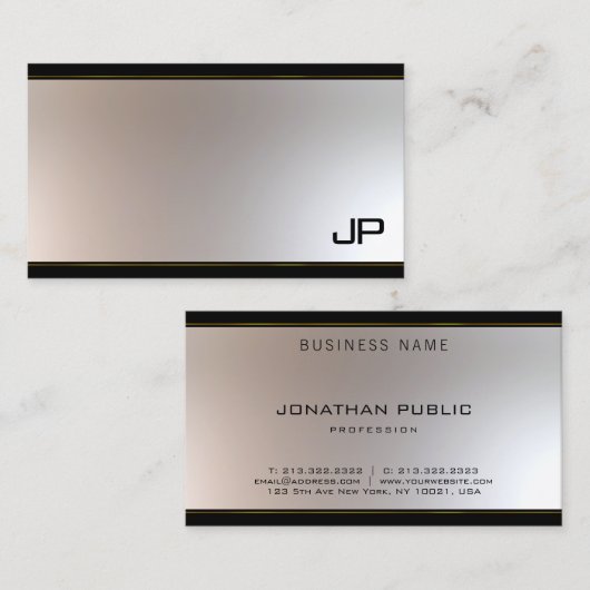 Ausgereifte Monogram Glam Gold Silver Hübsch Visitenkarte (Vorne/Hinten)