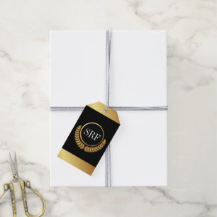 Ausgereifte Monogram Gold Look Geschenktasten Geschenkanhänger