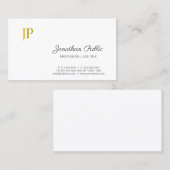 Ausgereifte Monogram White Gold Moderne Schlicht Visitenkarte (Vorne/Hinten)