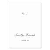 Ausgereifte monogramm minimale Foldable-Platzkarte Tischnummer (Vorderseite)