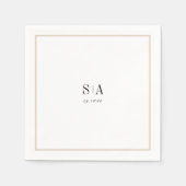 Ausgereifte monogramm neutraler Rahmen minimalisti Serviette (Vorderseite)