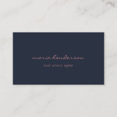 Ausgereifte Navy Blue & Pink Script Monogram Visitenkarte (Vorderseite)