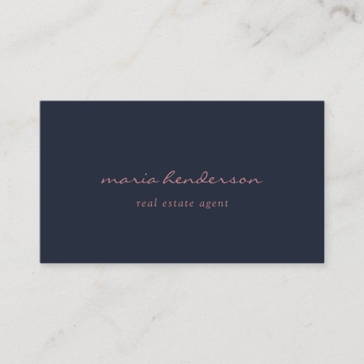 Ausgereifte Navy Blue & Pink Script Monogram Visitenkarte (Vorderseite)