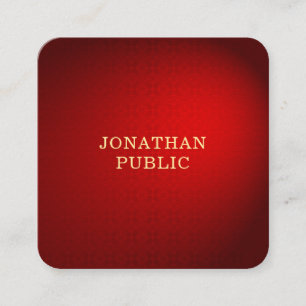 Ausgereifte Red Damask Gold Text Template Moderne Quadratische Visitenkarte
