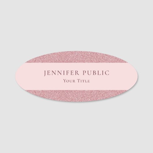 Ausgereifte Rose Gold Glitzer Template Moderne Namensschild (Vorderseite)