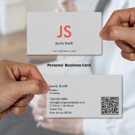 Ausgereifte Rote Initialen QR-Code Black & Gray Visitenkarte