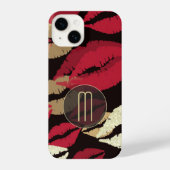 Ausgereifte Rote Lippen Monogramm iPhone Hülle (Rückseite)