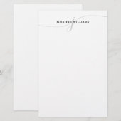 Ausgereifte, schwarz-graue Skriptmonogramm Briefpapier (Vorne/Hinten)