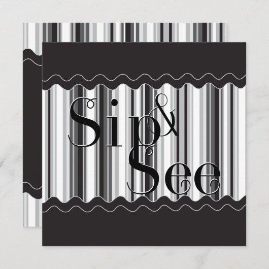 Ausgereifte Schwarz/Weiß Sip and See Einladung (Vorne/Hinten)