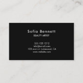 Ausgereifte Script Calligrafy Minimal Black Visitenkarte (Rückseite)