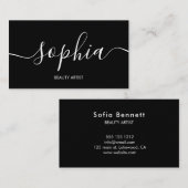 Ausgereifte Script Calligrafy Minimal Black Visitenkarte (Vorne/Hinten)