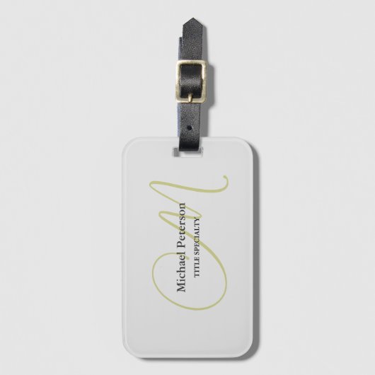 Ausgereifte Script Monogram Initial Modern Gepäckanhänger (Vorderseite Vertikal)