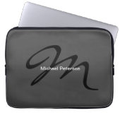 Ausgereifte Script Monogram Initial Modern Gray Laptopschutzhülle (Vorderseite)