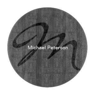 Ausgereifte Script Monogram Initial Modern Gray Schneidebrett