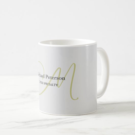 Ausgereifte Script Monogram Initial Modern Kaffeetasse (VorderseiteRechts)