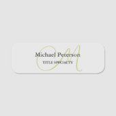 Ausgereifte Script Monogram Initial Modern Namensschild (Vorderseite)