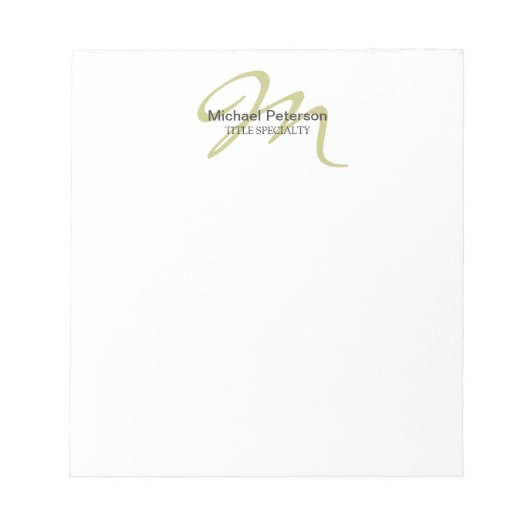 Ausgereifte Script Monogram Initial Modern Notizblock (Vorderseite)