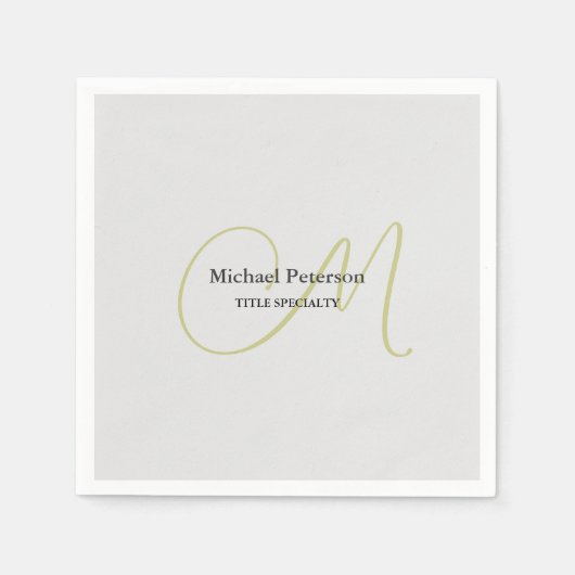 Ausgereifte Script Monogram Initial Modern Serviette (Vorderseite)