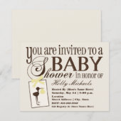 Ausgereifte Storch Yellow Baby Dusche Einladung (Vorne/Hinten)