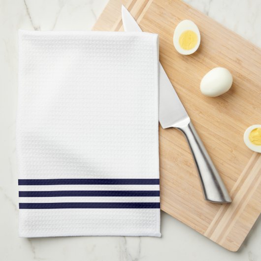 Ausgereifte Streifen und Monogramm für Navy und We Geschirrtuch (Viertel Falte)