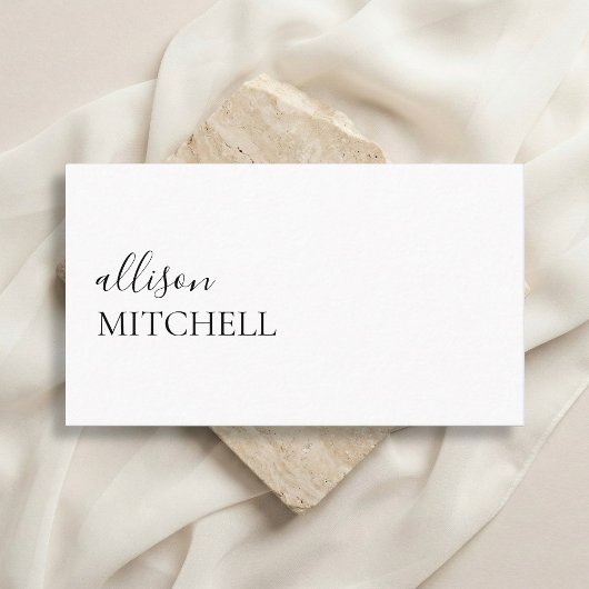 Ausgereifte trendy Girly Script Minimal White Visitenkarte