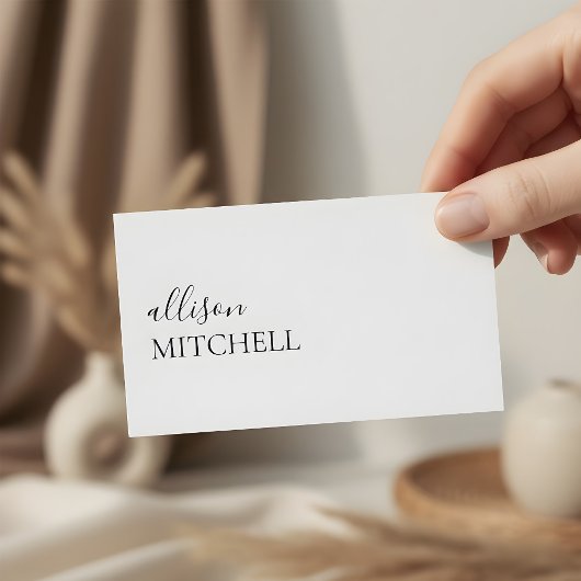 Ausgereifte trendy Girly Script Minimal White Visitenkarte