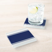 Ausgereifte, weiße, blaue Streifen Glasuntersetzer (Schrägansicht)