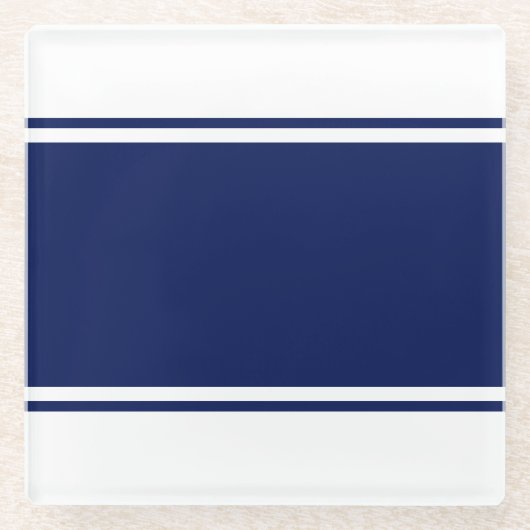 Ausgereifte, weiße, blaue Streifen Glasuntersetzer (Vorderseite)