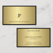 Ausgereifter Black Gold Monogram Glam Modernes Fin Visitenkarte (Vorne/Hinten)