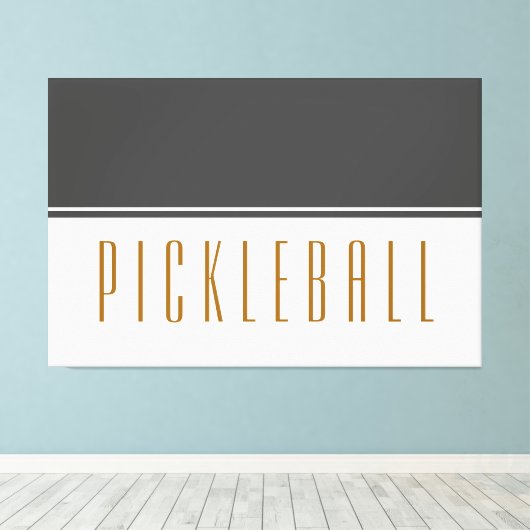 Ausgereifter dunkelgrauer PICKLEBALL-Farbblock Leinwanddruck (Insitu (Holzboden))