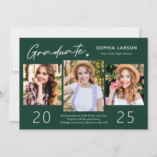 Ausgereifter Emerald 3 Foto Collage Abschluss Ankündigung (Vorderseite)