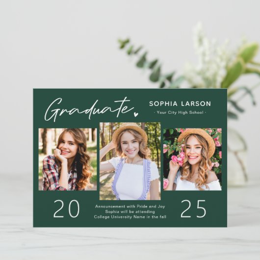 Ausgereifter Emerald 3 Foto Collage Abschluss Ankündigung (Stehend Vorderseite)