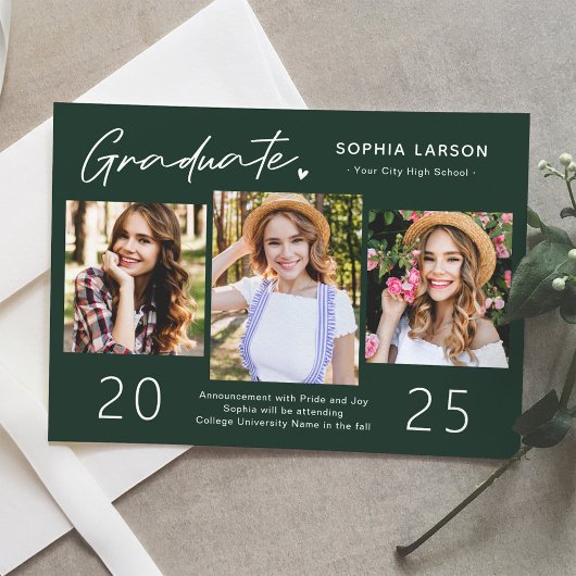 Ausgereifter Emerald 3 Foto Collage Abschluss Ankündigung