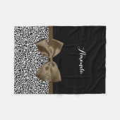 Ausgereifter Leopard Print Brown Bow mit Namen Fleecedecke (Vorderseite (Horizontal))