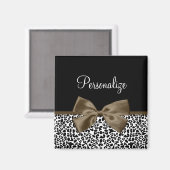 Ausgereifter Leopard Print Brown Bow mit Namen Magnet (Vorderseite/Rückseite)
