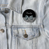 Ausgereifter Leopard Print Graue Bow mit Namen Button (Beispiel)