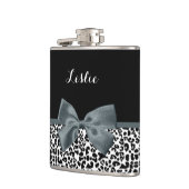 Ausgereifter Leopard Print Graue Bow mit Namen Flachmann (Links)