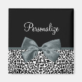 Ausgereifter Leopard Print Graue Bow mit Namen Magnet (Vorne)