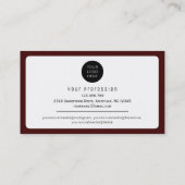 Ausgereifter maroon scannbarer Strichcode qr-Code Visitenkarte (Rückseite)