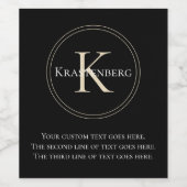 Ausgereifter Monogrammname für benutzerdefinierte  Weinetikett (Einzelnes Label)