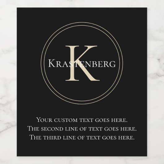 Ausgereifter Monogrammname für benutzerdefinierte  Weinetikett (Einzelnes Label)