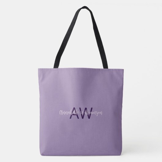 Ausgereifter Skripttyp Name und Initials-Violet Tasche (Vorderseite)