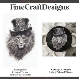 Ausgereifter Steampunklion in Hut E4-Decoupage Seidenpapier